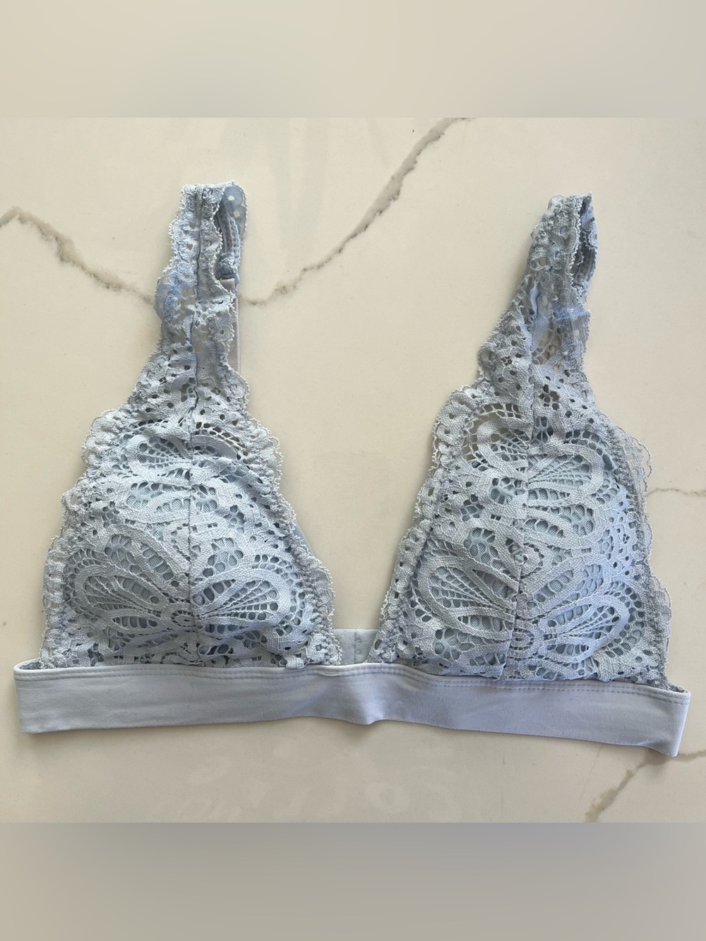 Cotton On Body Triangle Lace Bralette Light Blue Small